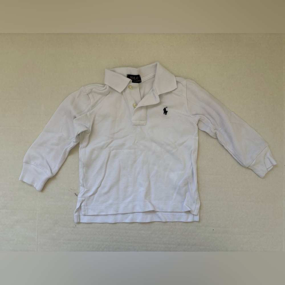 POLO Ralph Lauren Shirt Top White 100% Cotton Long Sleeve Sz 2T Toddler Boys